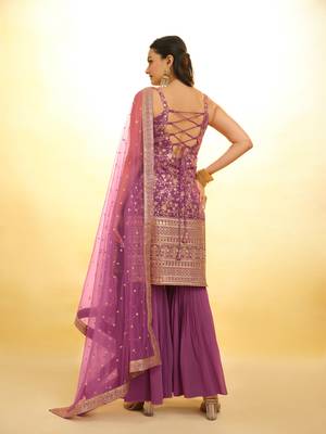 Fusionic lavender zari work readymade-suits with dupatta 4