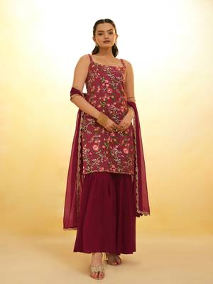 Fusionic maroon zari work readymade-suits with dupatta 1