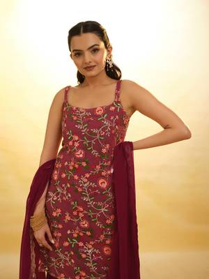 Fusionic maroon zari work readymade-suits with dupatta 3