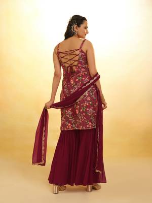 Fusionic maroon zari work readymade-suits with dupatta 4
