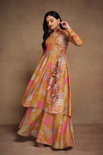 Fusionic mustard gota patti anarkali-salwar-kameez.