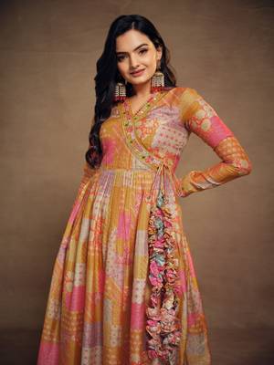 Fusionic mustard gota patti anarkali-salwar-kameez. 3