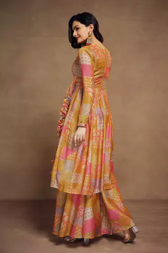 Fusionic mustard gota patti anarkali-salwar-kameez.