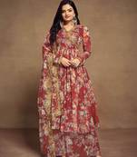 Fusionic red gota patti readymade-suits with dupatta