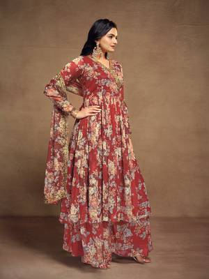 Fusionic red gota patti readymade-suits with dupatta 2