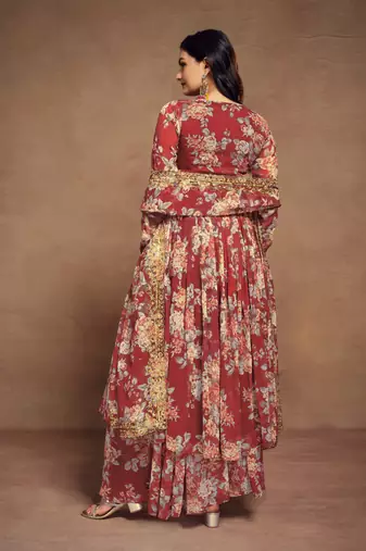 Fusionic red gota patti readymade-suits with dupatta