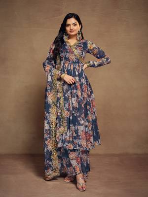 Fusionic navy-blue gota patti readymade-suits with dupatta 1