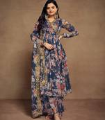 Fusionic navy-blue gota patti readymade-suits with dupatta