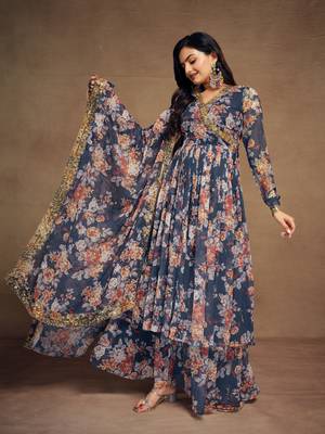 Fusionic navy-blue gota patti readymade-suits with dupatta 2