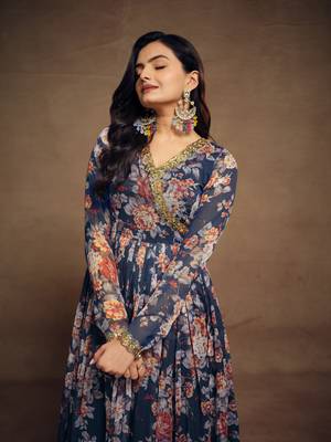 Fusionic navy-blue gota patti readymade-suits with dupatta 3