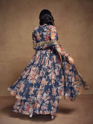 Fusionic navy-blue gota patti readymade-suits with dupatta 4
