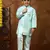 Firozi embellished silk indowestern set for boys party,wedding outfits traditional wear