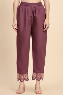 Women's Satin Silk Embroidery Salwar Suit Kurta Pant with Dupatta Set 6