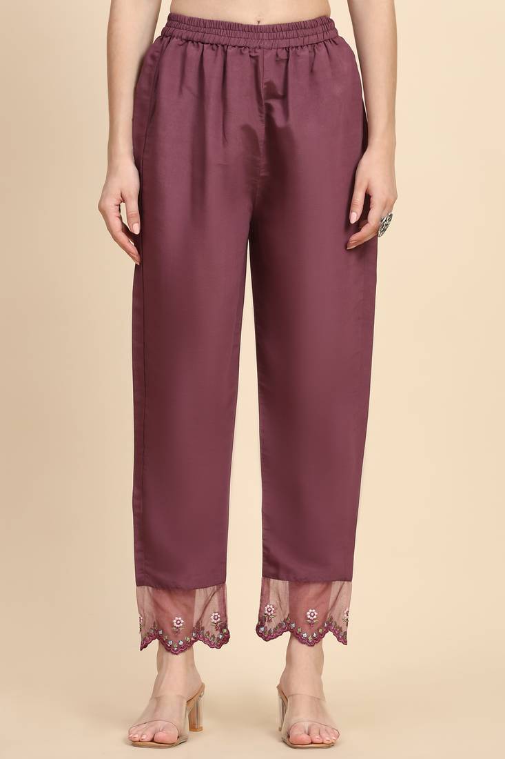 Women's Satin Silk Embroidery Salwar Suit Kurta Pant with Dupatta Set