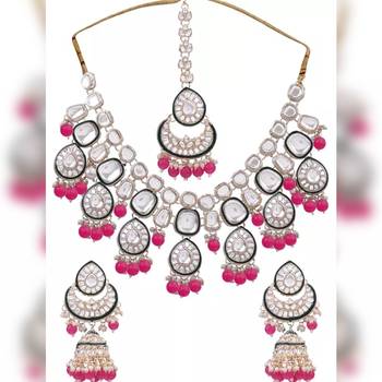 Indian bollywood  tradtional gold plated bridal kundan choker wedding earring necklace jewellery set 2