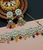 Indian bollywood  tradtional gold plated bridal kundan choker wedding earring necklace jewellery set