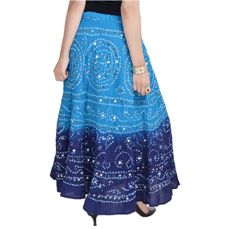 Mirror Work Bandhej Rajasthani Cotton Skirt