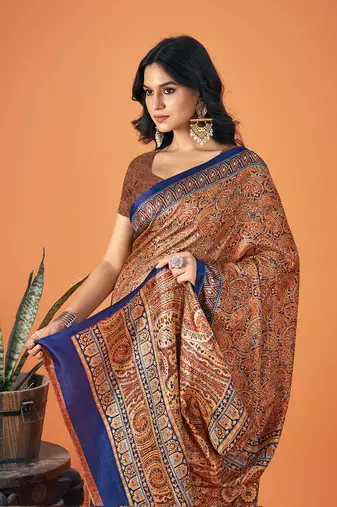 Sangam Prints Multi Color Pashmina Digital Print Party Wear  Pashmina Saree