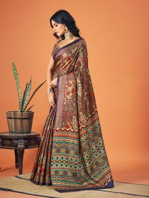 Sangam Prints Multi Color Pashmina Digital Print Party Wear  Pashmina Saree 2