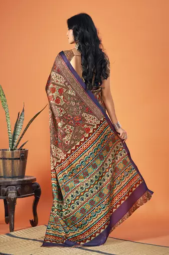 Sangam Prints Multi Color Pashmina Digital Print Party Wear  Pashmina Saree