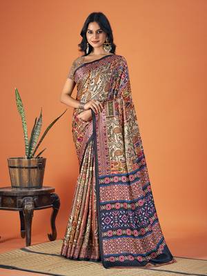 Sangam Prints Multi Color Pashmina Digital Print Party Wear  Pashmina Saree 1