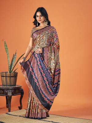 Sangam Prints Multi Color Pashmina Digital Print Party Wear  Pashmina Saree 2