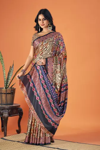 Sangam Prints Multi Color Pashmina Digital Print Party Wear  Pashmina Saree