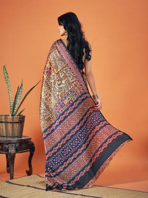 Sangam Prints Multi Color Pashmina Digital Print Party Wear  Pashmina Saree 3
