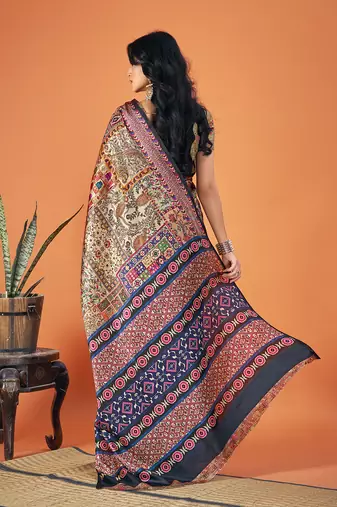 Sangam Prints Multi Color Pashmina Digital Print Party Wear  Pashmina Saree