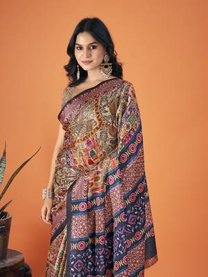 Sangam Prints Multi Color Pashmina Digital Print Party Wear  Pashmina Saree 4