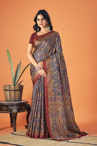 Sangam Prints Multi Color Pashmina Digital Print Party Wear  Pashmina Saree
