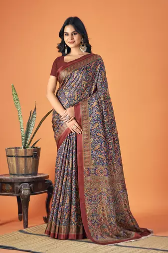 Sangam Prints Multi Color Pashmina Digital Print Party Wear  Pashmina Saree