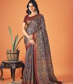 Sangam Prints Multi Color Pashmina Digital Print Party Wear  Pashmina Saree
