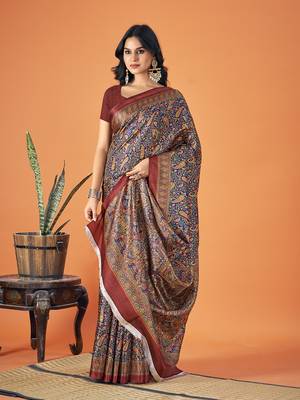 Sangam Prints Multi Color Pashmina Digital Print Party Wear  Pashmina Saree 2
