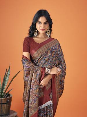 Sangam Prints Multi Color Pashmina Digital Print Party Wear  Pashmina Saree 4
