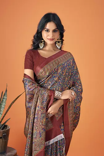 Sangam Prints Multi Color Pashmina Digital Print Party Wear  Pashmina Saree