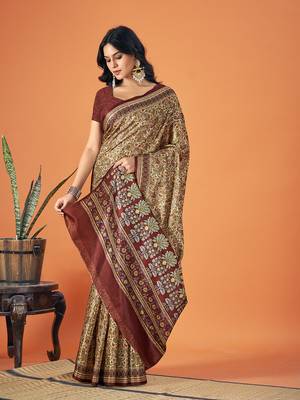 Sangam Prints Multi Color Pashmina Digital Print Party Wear  Pashmina Saree 2