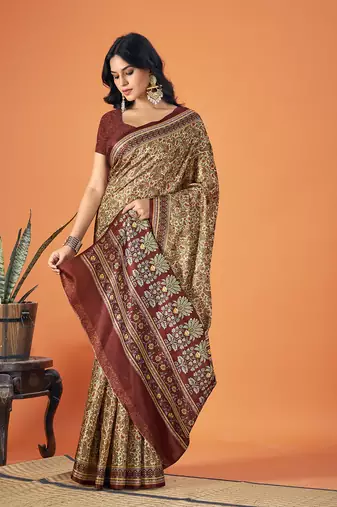 Sangam Prints Multi Color Pashmina Digital Print Party Wear  Pashmina Saree