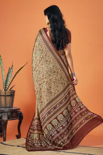 Sangam Prints Multi Color Pashmina Digital Print Party Wear  Pashmina Saree