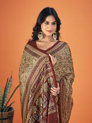 Sangam Prints Multi Color Pashmina Digital Print Party Wear  Pashmina Saree 4