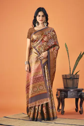 Sangam Prints Multi Color Pashmina Digital Print Party Wear  Pashmina Saree