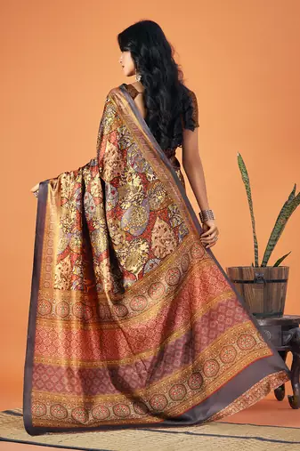 Sangam Prints Multi Color Pashmina Digital Print Party Wear  Pashmina Saree
