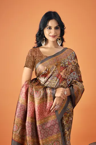 Sangam Prints Multi Color Pashmina Digital Print Party Wear  Pashmina Saree