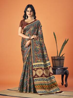 Sangam Prints Multi Color Pashmina Digital Print Party Wear  Pashmina Saree 1