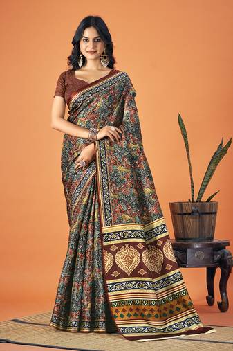 Sangam Prints Multi Color Pashmina Digital Print Party Wear  Pashmina Saree
