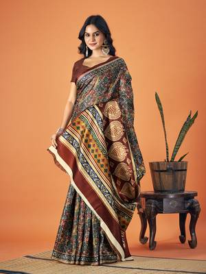Sangam Prints Multi Color Pashmina Digital Print Party Wear  Pashmina Saree 2