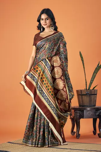 Sangam Prints Multi Color Pashmina Digital Print Party Wear  Pashmina Saree