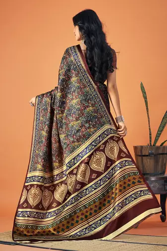 Sangam Prints Multi Color Pashmina Digital Print Party Wear  Pashmina Saree