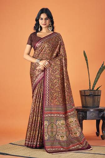 Sangam Prints Multi Color Pashmina Digital Print Party Wear  Pashmina Saree