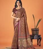 Sangam Prints Multi Color Pashmina Digital Print Party Wear  Pashmina Saree